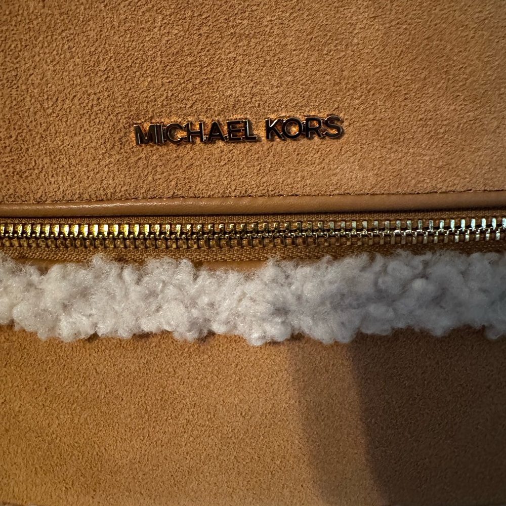 Michael Kors Tan and Cream medium Suede and Faux Shearling Backpack - Picture 4 of 5